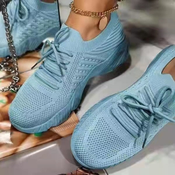 Mesh Breathable Women Casual Sneakers Lace-up Vulcanized - Jeglowstore