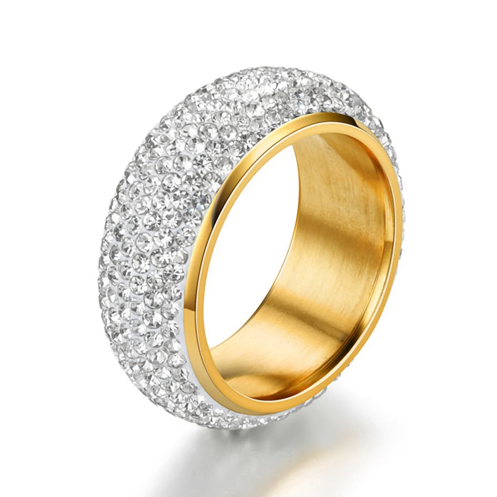 Hip Hop Stainless Steel Ring with Cubic Zirconia - Jeglowstore