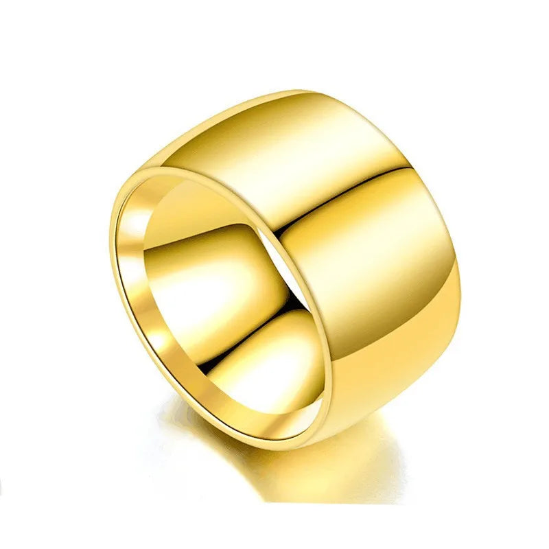 HNSP 12MM Wide Stainless Steel Smooth Ring For Men Punk Jewelry Finger Accessories Male - Jeglowstore