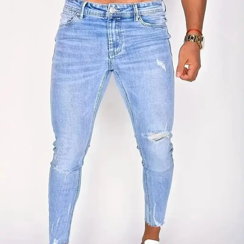 Men’s Slim Fit Ripped Jeans - Jeglowstore