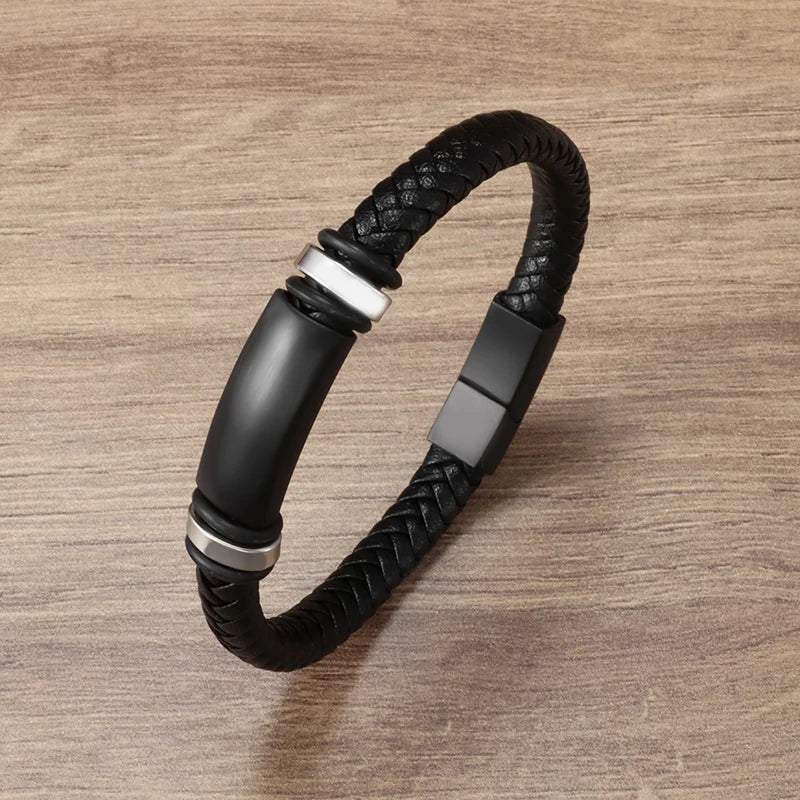 Business Style Leather Men’s Bracelet - Jeglowstore