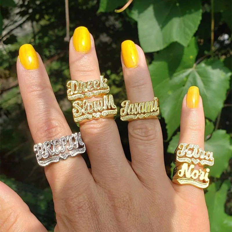 Personalized 18K Gold-Plated Name Ring - Jeglowstore