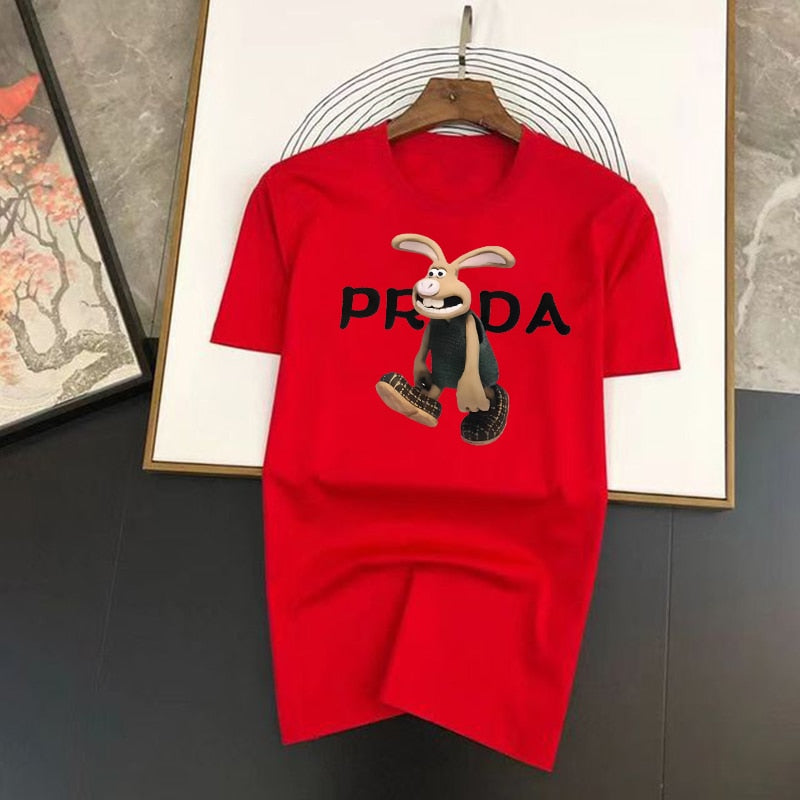 Summer Rabbit Print T shirt 100%Cotton High quality T-shirt