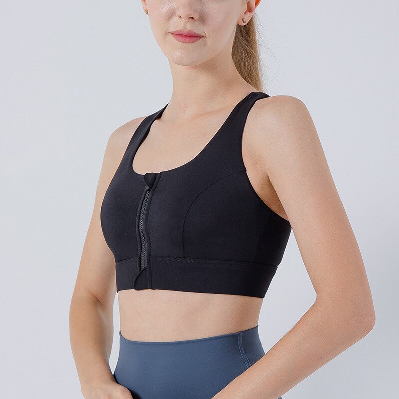 XlwsbcrWomen Yoga Bras Tights Crop Top Sports Vest Front Zipper Plus   Shockproof Gym Fitness Athletic Brassiere