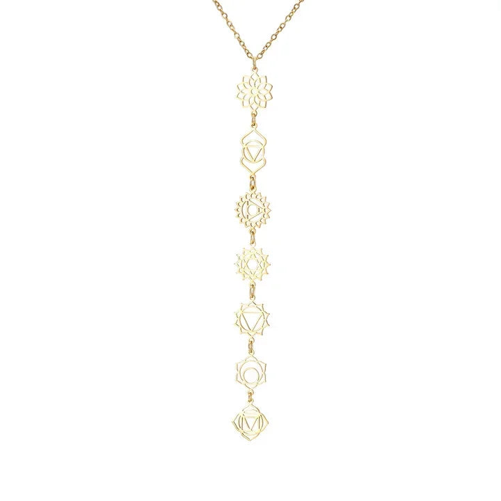 Gold Stainless Steel Chakra Meditation Necklace - Jeglowstore