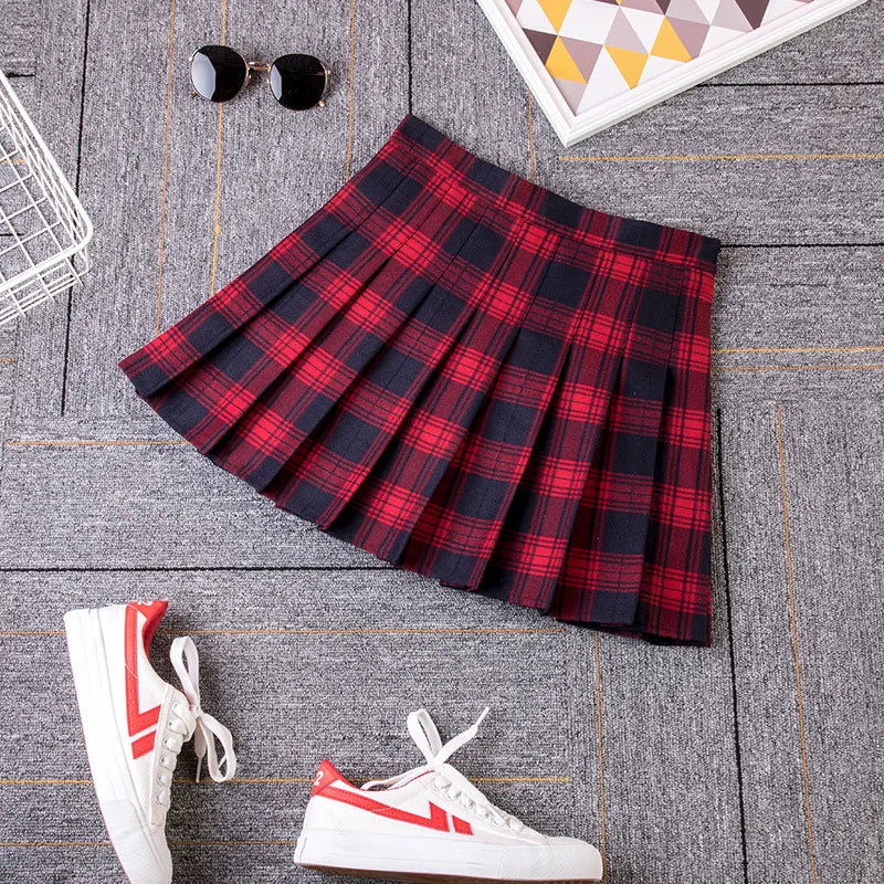 Plaid High Waist Pleated Skirt - Jeglowstore