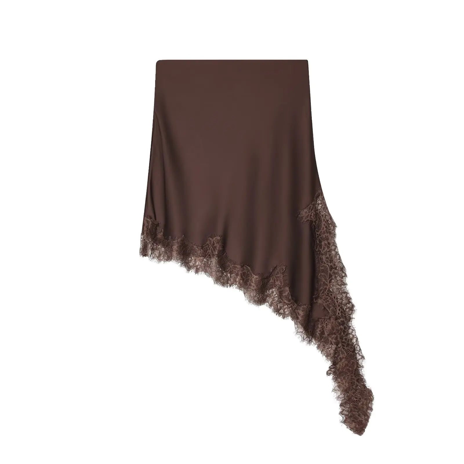 BSAY Asymmetric Lace Satin High Waist Skirt - Jeglowstore