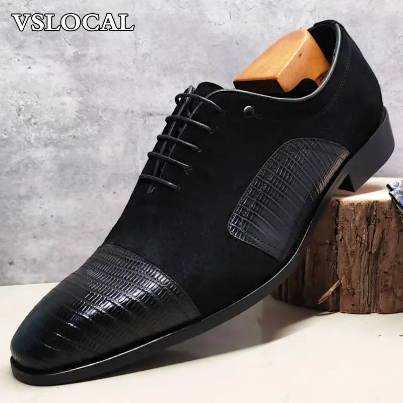 Men’s Leather Cap Toe Oxford Shoes - Jeglowstore