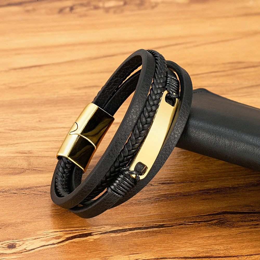 Men’s Multilayer Braided Leather Bracelet - Jeglowstore