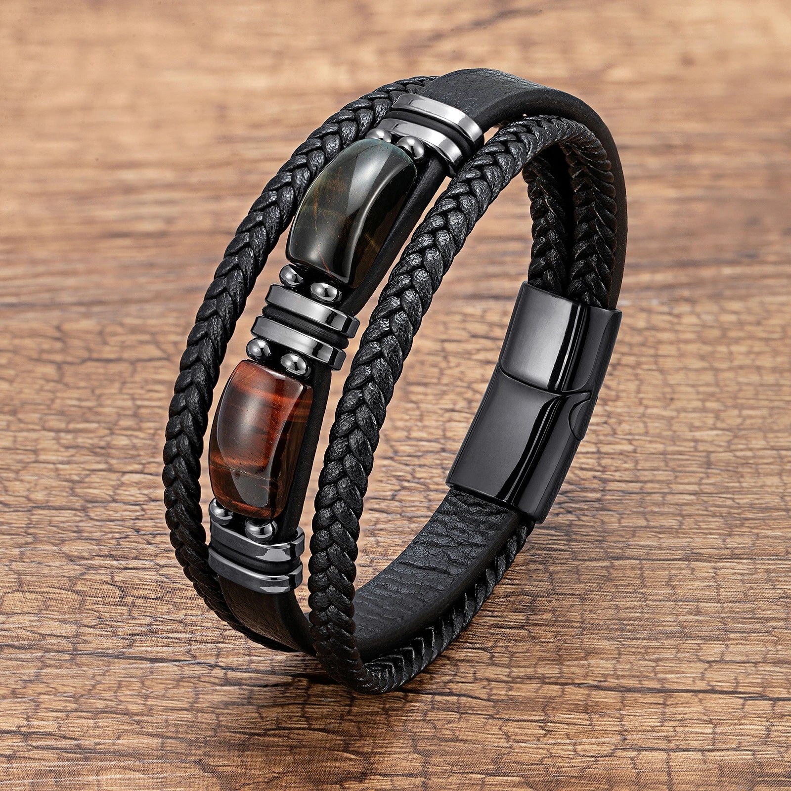 Multilayer Tiger Eye Leather Bracelet - Jeglowstore