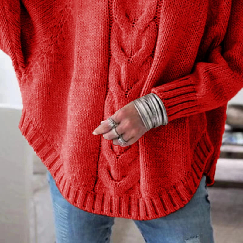 Women’s Loose Fit Cable Pullover - Jeglowstore