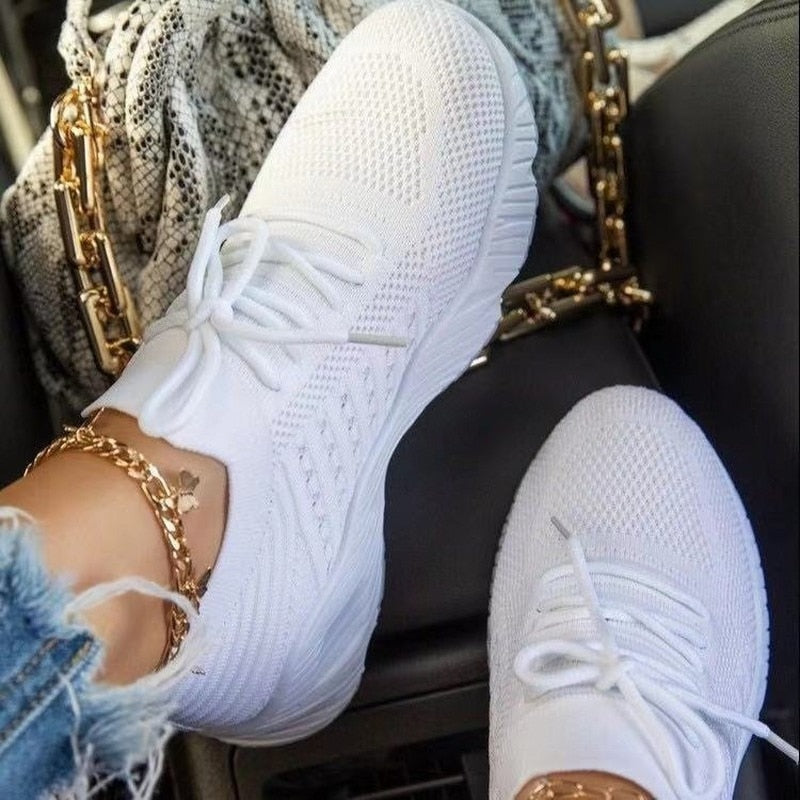 Mesh Breathable Women Casual Sneakers Lace-up Vulcanized - Jeglowstore