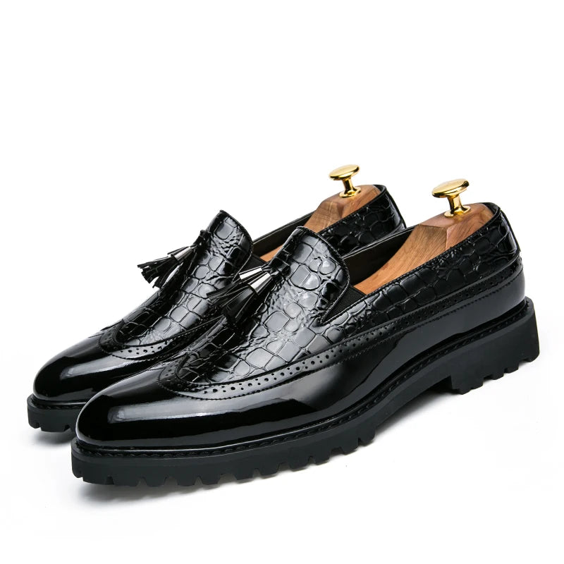Men’s Business Casual Croc Print Shoes - Jeglowstore