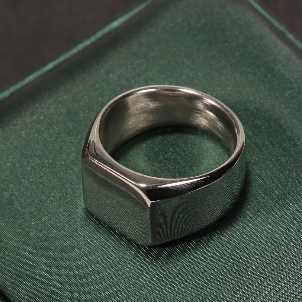 Men’s Square Stainless Steel Signet Ring - Jeglowstore