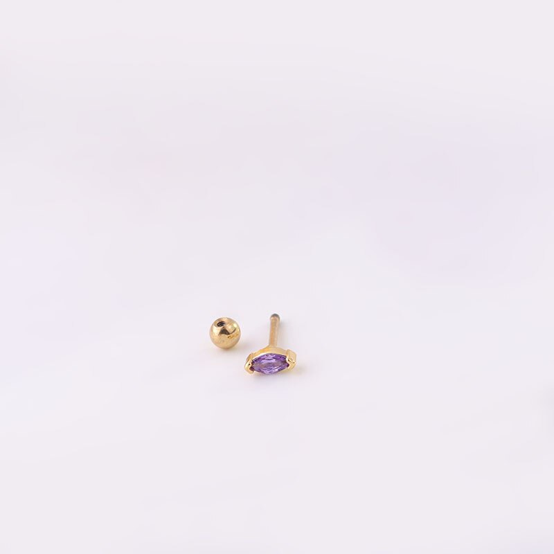1PC Colorful Crystal Zircon Mini Stud Earrings for Women Safe Ear Cuff 20G Stainless Steel Cartilage Screw Back Piercing Jewelry