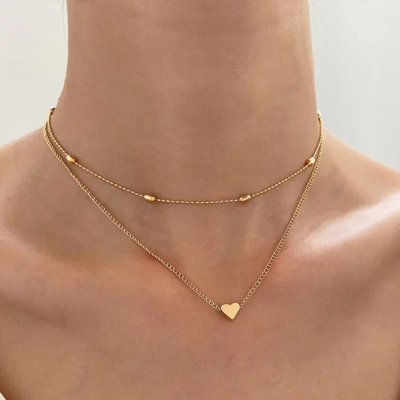 Women’s Heart Star Charm Chain Necklace - Jeglowstore