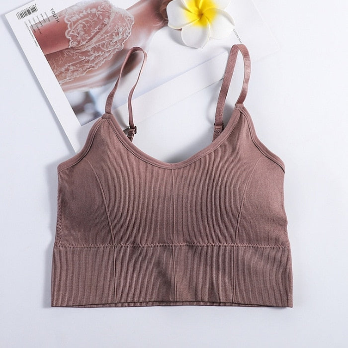 Backless Sportswear Woman Gym Sports Bra Seamless Womens Underwear Adjustable Shoulder Strap Inner Padded Yoga Vest Bralette