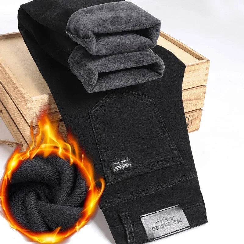 Men’s Warm Fleece Denim Pants - Jeglowstore