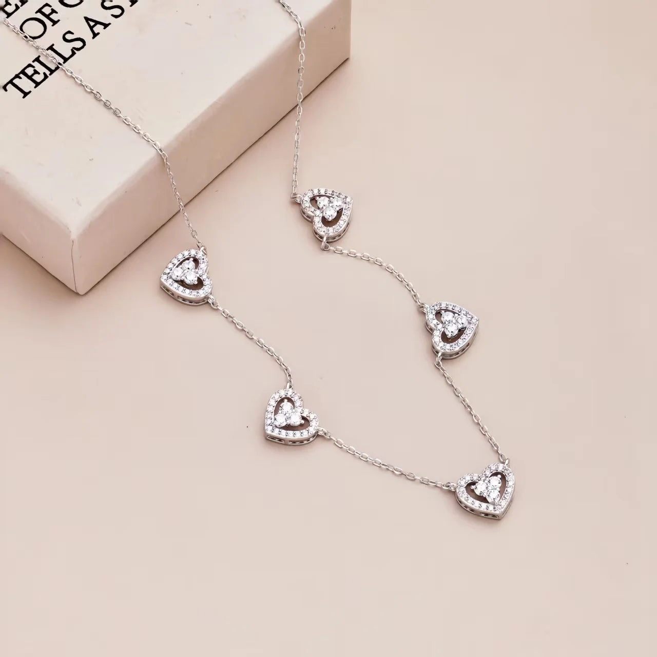 Sterling Silver Five Heart Pendant Necklace - Jeglowstore