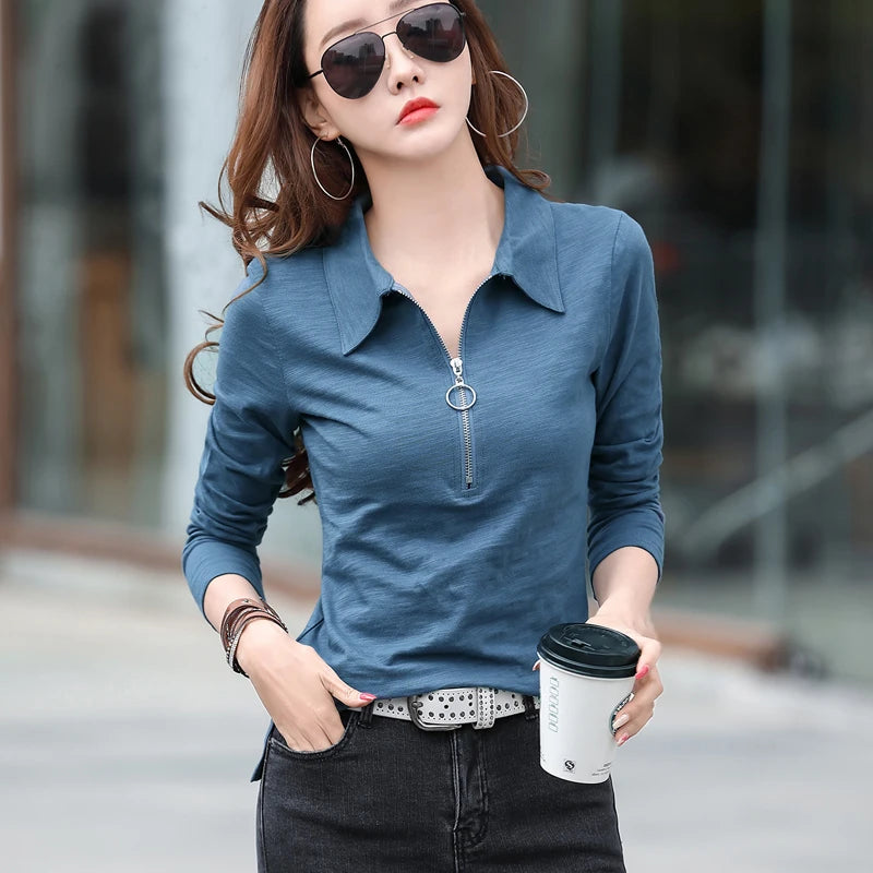 Women’s Spring Cotton Polo Shirt - Jeglowstore