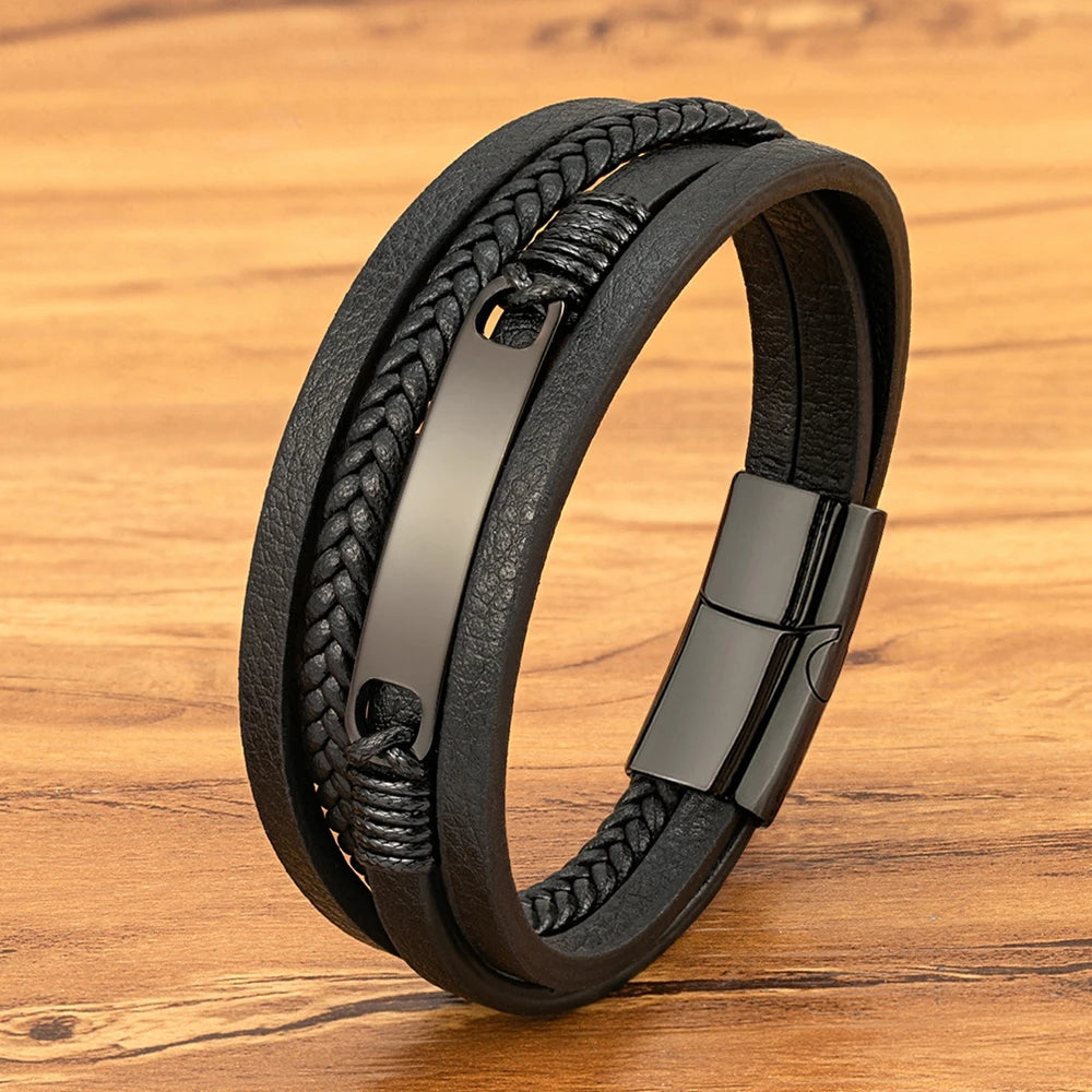 Men’s Multilayer Braided Leather Bracelet - Jeglowstore