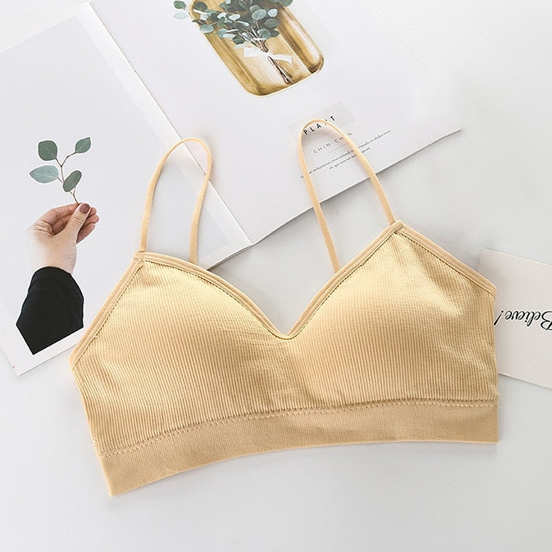 Women Sexy Crop Tops Sports Bra Female Tube Tops Sleeveless Camis Seamless Lingerie Tee Bra Bandeau Crop Top Tanks