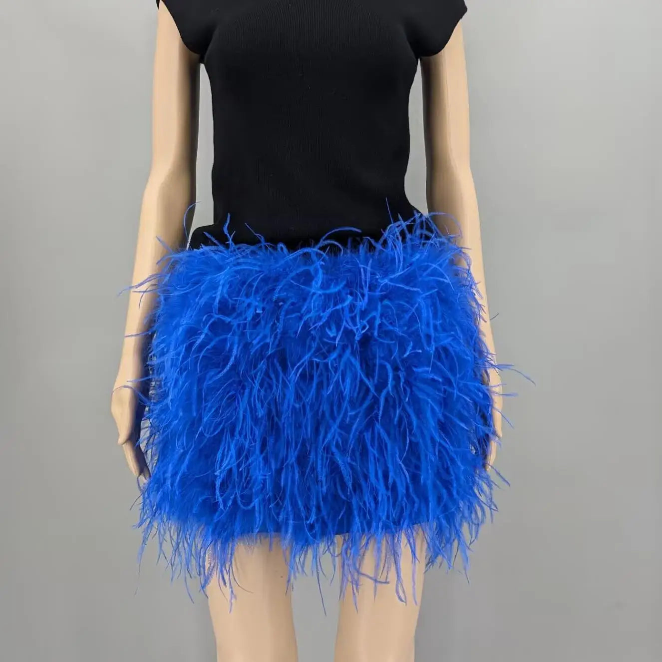Ostrich Feather Mini Skirt - Jeglowstore