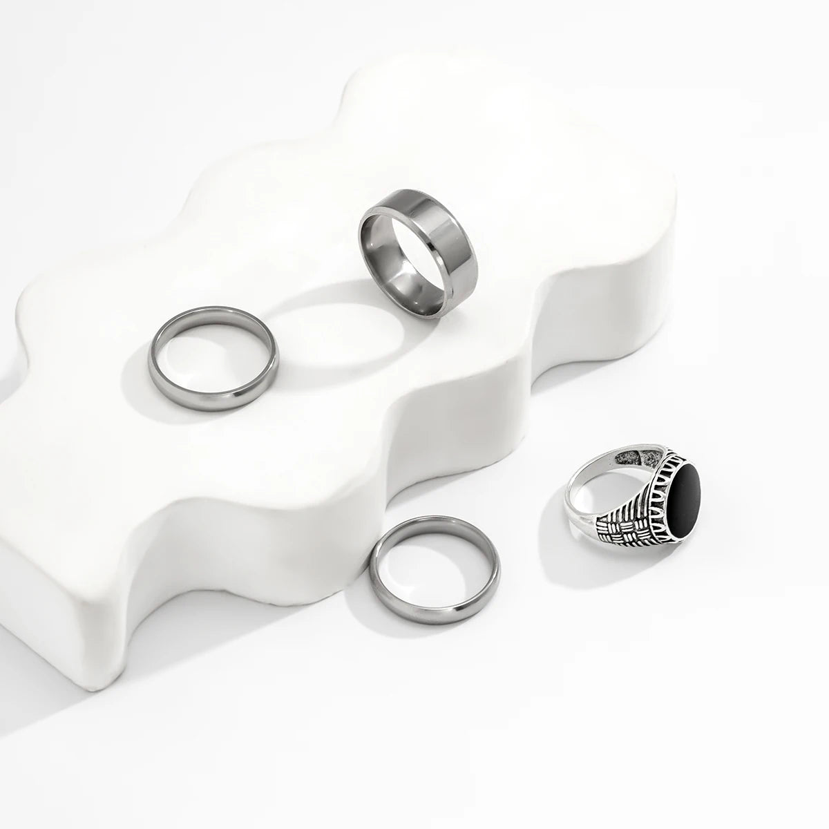 Retro Wide Stainless Steel Rings - Jeglowstore