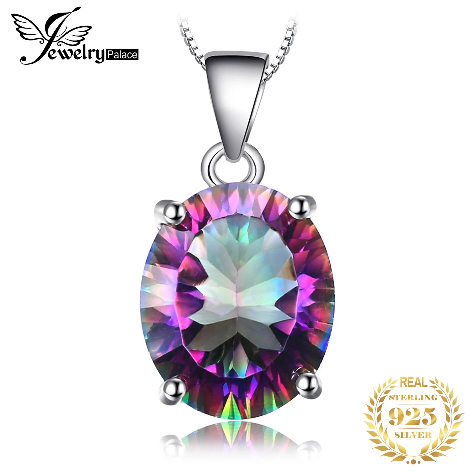 JewelryPalace Rainbow Fire Quartz Silver Pendant - Jeglowstore