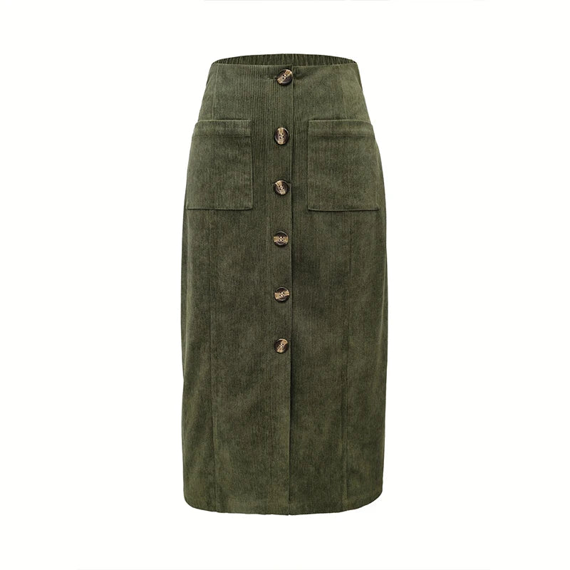 Vintage Green High Waist Midi Skirt - Jeglowstore
