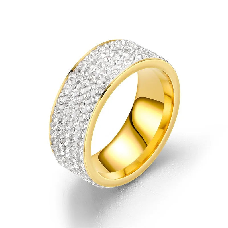 Hip Hop Stainless Steel Ring with Cubic Zirconia - Jeglowstore