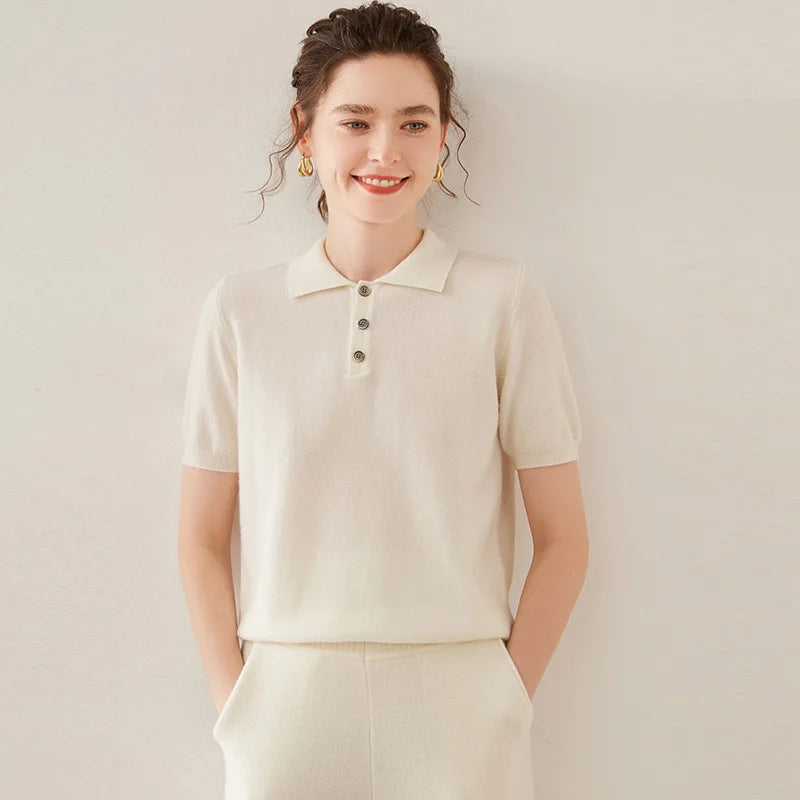 Women’s Cashmere Polo T shirt