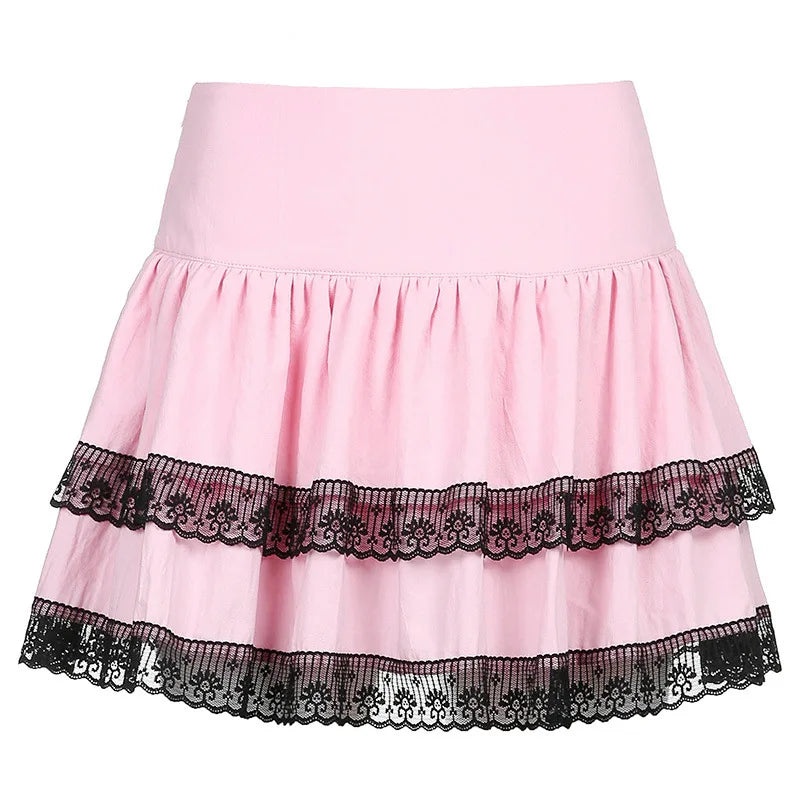 Gothic Lace Ruffle Mini Skirt - Jeglowstore