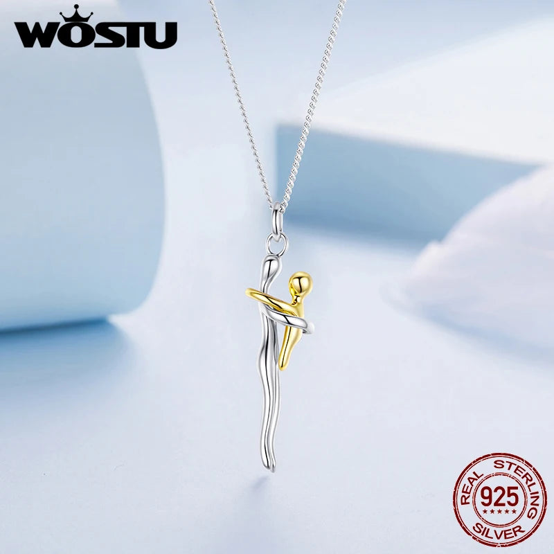 Two-Tone Mom & Child Sterling Silver Necklace - Jeglowstore