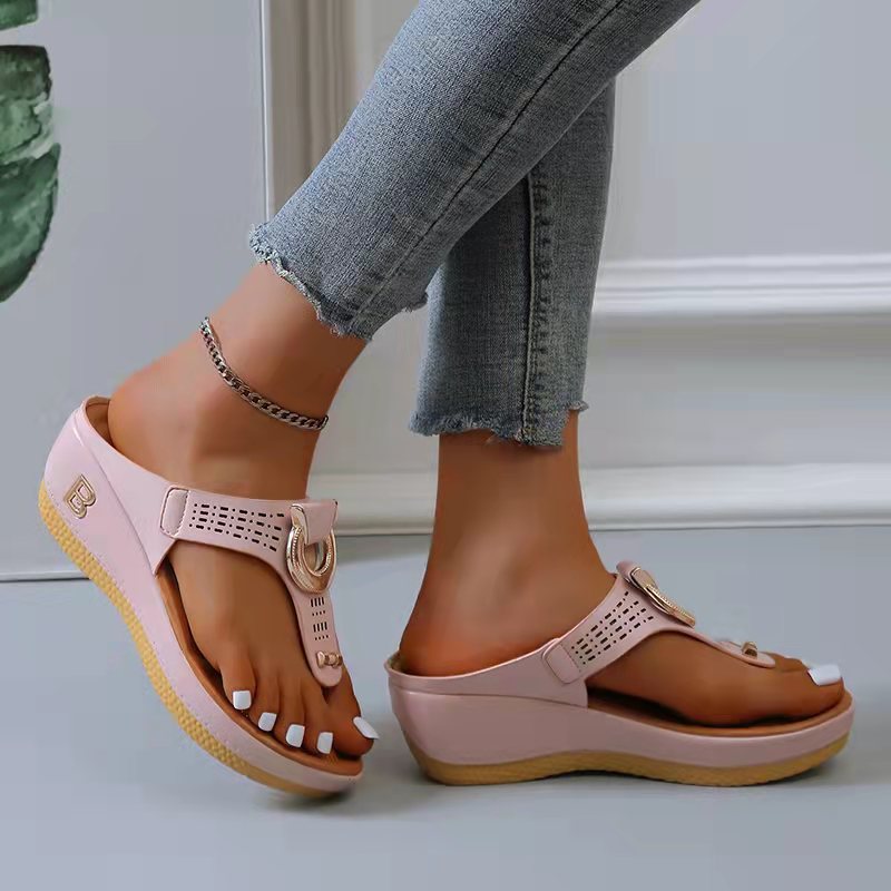 Women New Summer Sandals Open Toe Beach Shoes Flip Flops Wedges Comfortable Slippers Cute Sandals Plu Size 35~43 Chaussure Femme - Jeglowstore