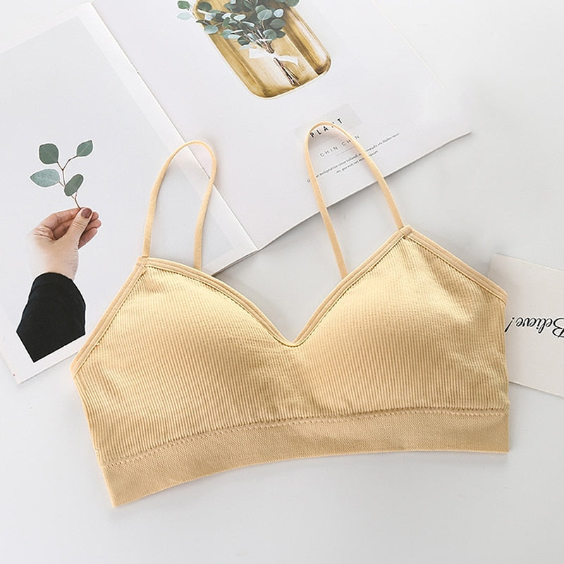 Women Sexy Crop Tops Sports Bra Female Tube Tops Sleeveless Camis Seamless Lingerie Tee Bra Bandeau Crop Top Tanks