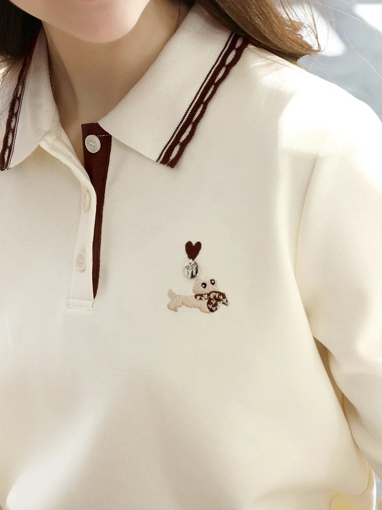Women’s Contrast Polo Neck T-Shirt - Jeglowstore