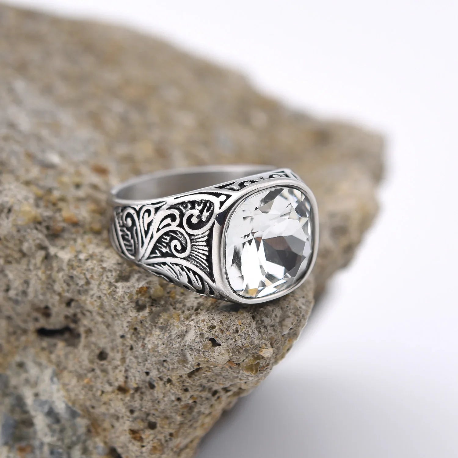 Men’s Multi-Color Stainless Steel Gemstone Ring - Jeglowstore