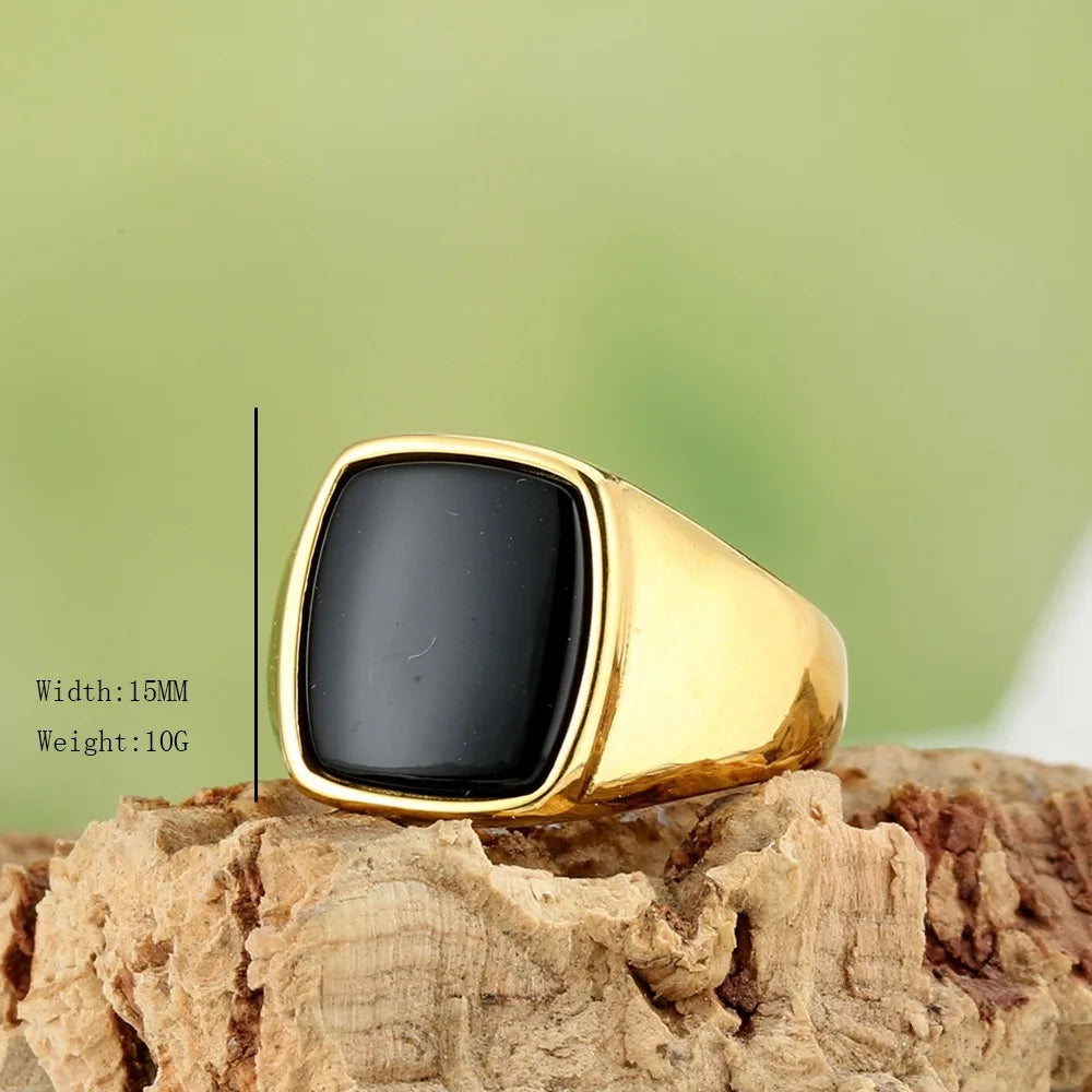Unisex Stainless Steel Gemstone Ring - Jeglowstore