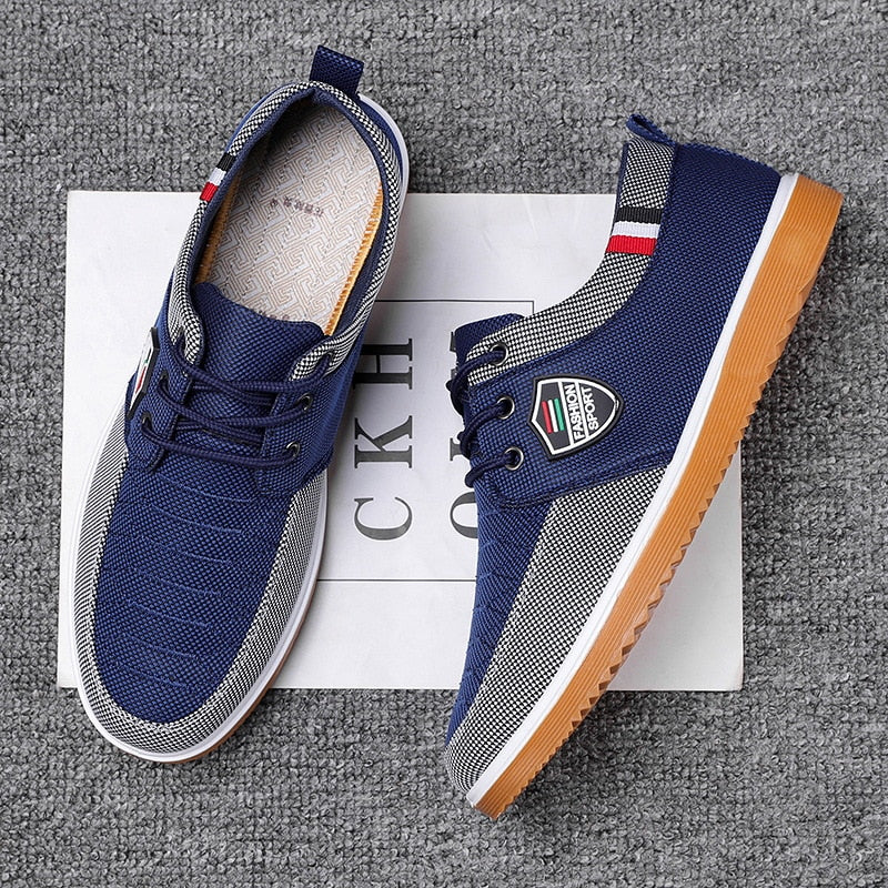 New Men's Canvas Shoes Lightweight Sports Shoes Casual Mesh  Breathable Vulcanized Shoes Classic Fashion Lace Up Work Shoes 2023