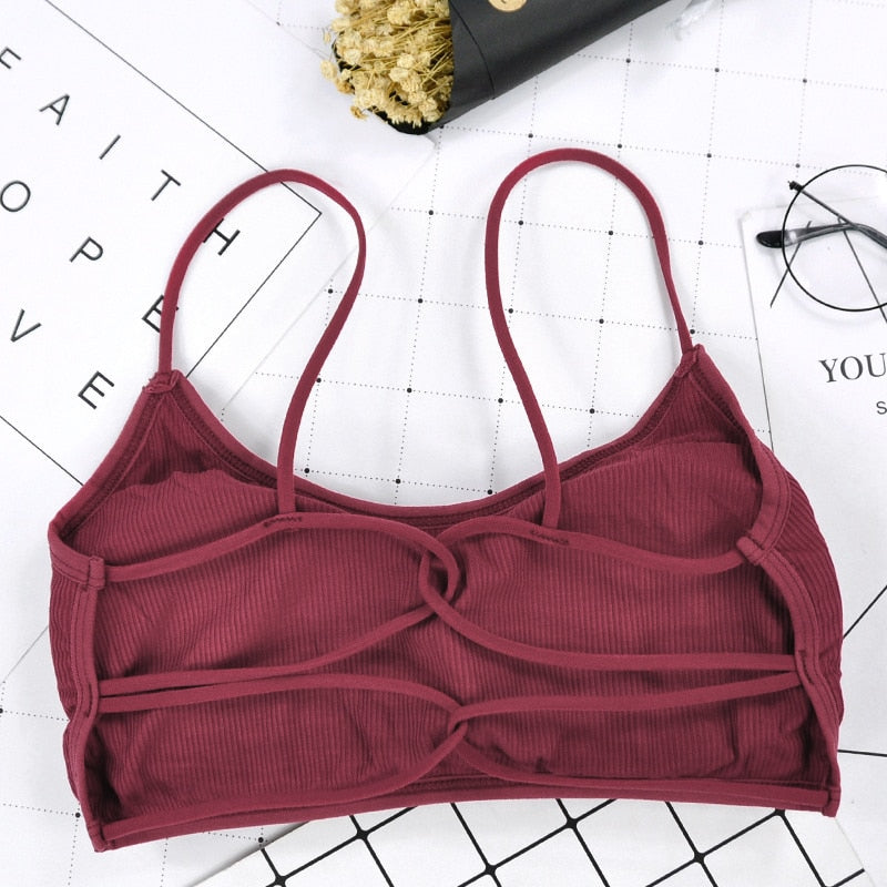 Thin Strape Yoga Sports Bra, Breathable Comfortable Workout Top Bra Without Steel Ring,Sexy Beauty Back Sports Bra for Women Gym
