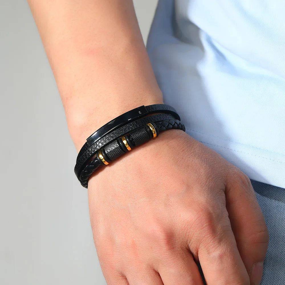 Multilayer Braided Leather Men’s Bracelet - Jeglowstore