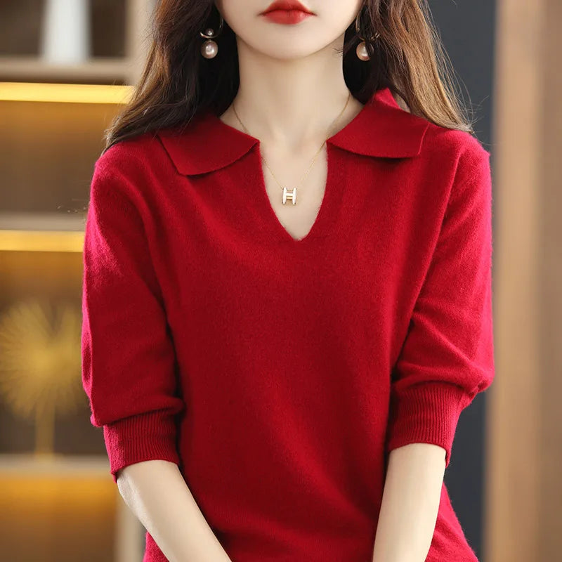 Women’s Solid Merino Knit T shirt - Jeglowstore