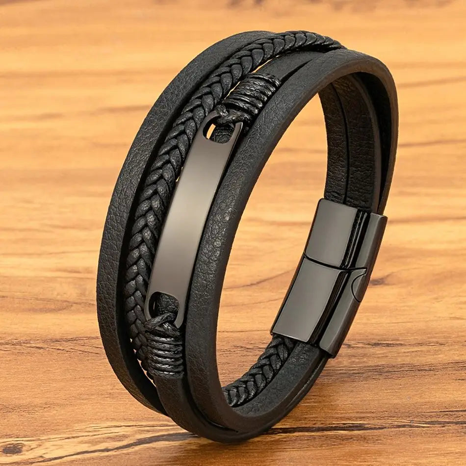 Men’s Multilayer Braided Leather Bracelet - Jeglowstore