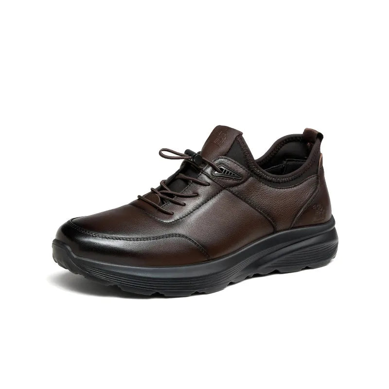 Golden Camel Men's Shoes Winter Velvet Warm Business Casual Sports Leather Shoes Soft Sole Shock Absorption Non-slip Sneakers - Jeglowstore