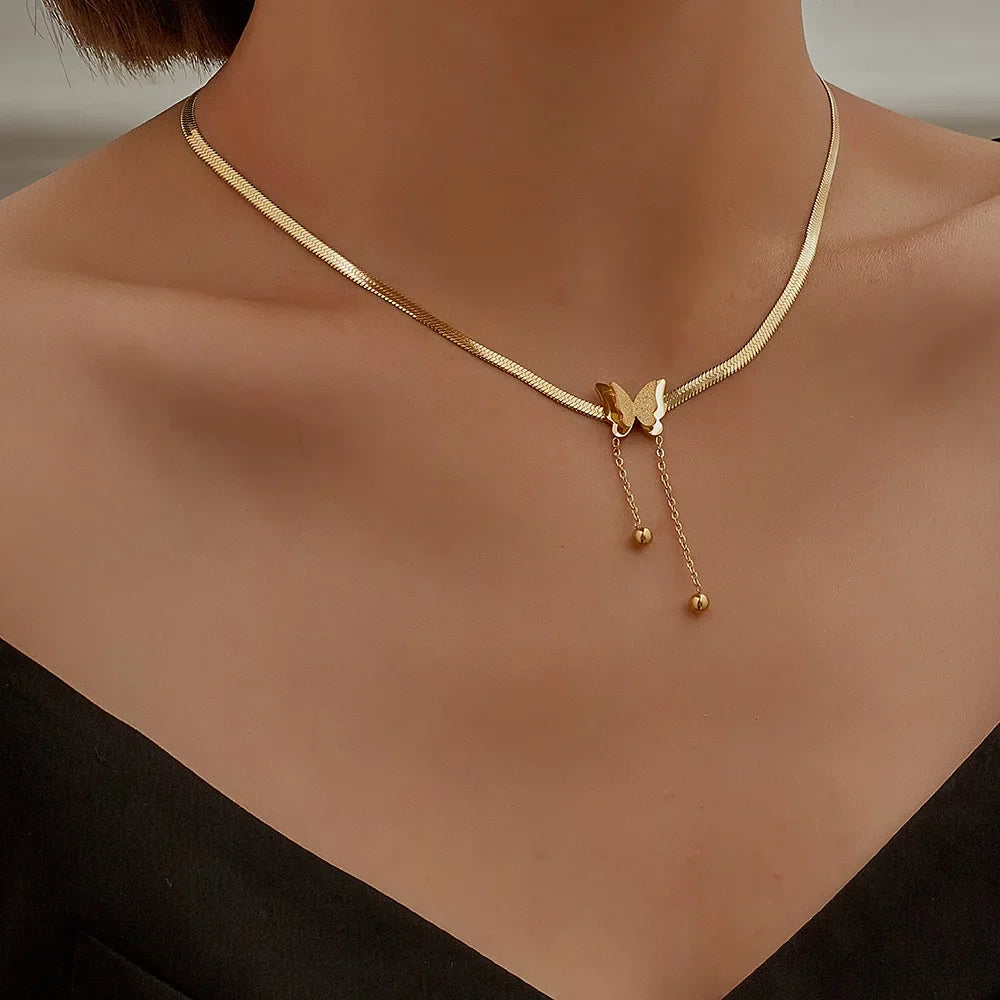 Vintage Gold Butterfly Choker Necklace - Jeglowstore