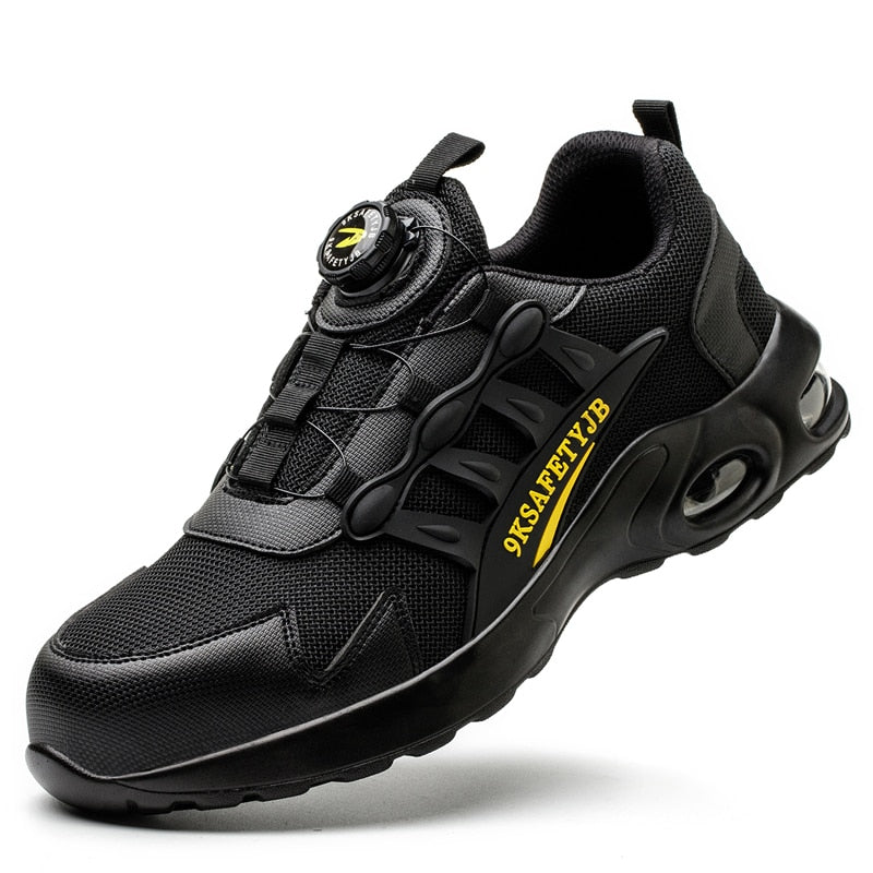 Quality Safety Shoes Men Rotary Buckle Work Shoes Air Cushion Indestructible Sneakers Puncture-Proof security Boots Protective