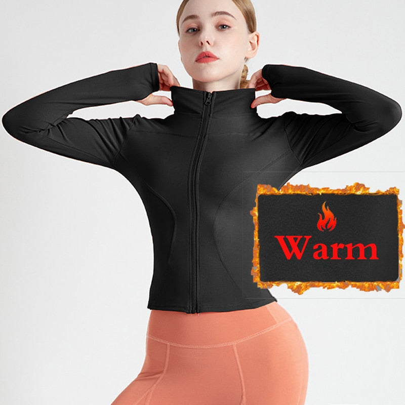 Aiithuug Women's Slim Fit Lightweight Jackets Women's Full Zip-up Yoga Sports Running Jacket with Thumb Holes for Workout