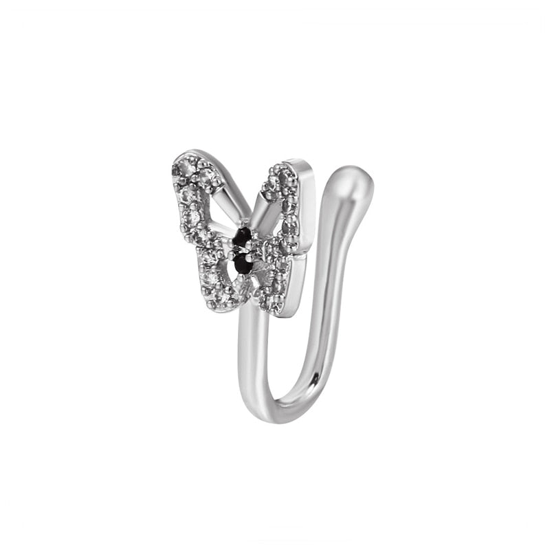 1 Pcs butterfly Non Pierced Without Hole Nose Ring Clip On Nose Hoop Ring Fake Piercings Ear Cuff Tragus Earrings Cartilage