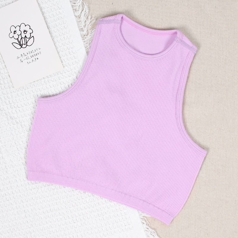 NORMOV Fitness Yoga Bra Sports Crop Tops Seamless Ribbed Sports Bras Tops Knit Paddleless Top Womens High Strength Shock Proof
